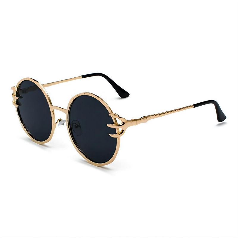Creepy Claw Round Sunglasses Gold-Tone/Grey