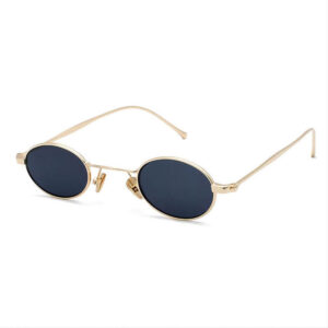 Female Small Oval Metal Sunglasses Gold-Tone/Grey
