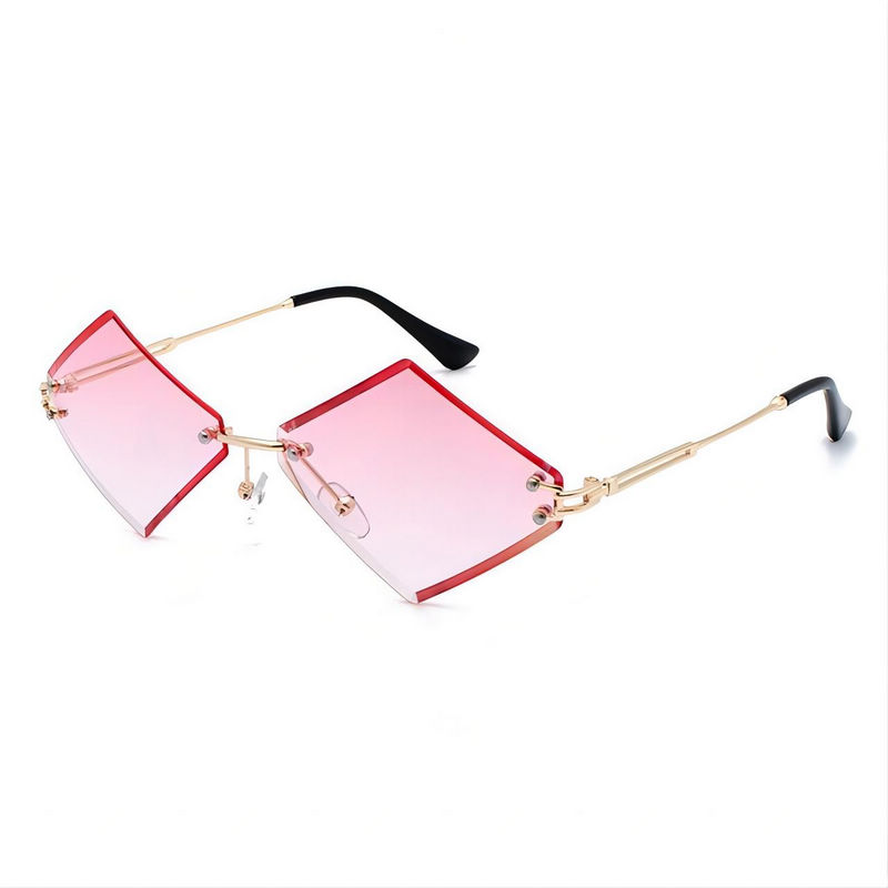 Frameless Diamond Shaped Sunglasses Gold-Tone/Gradient Pink