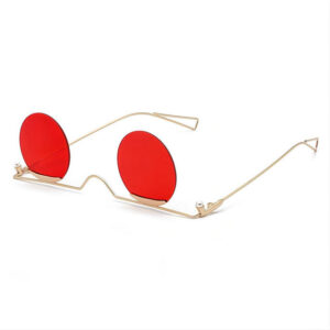 Half-Frame Round Upside Down sunglasses Gold-Tone/Red