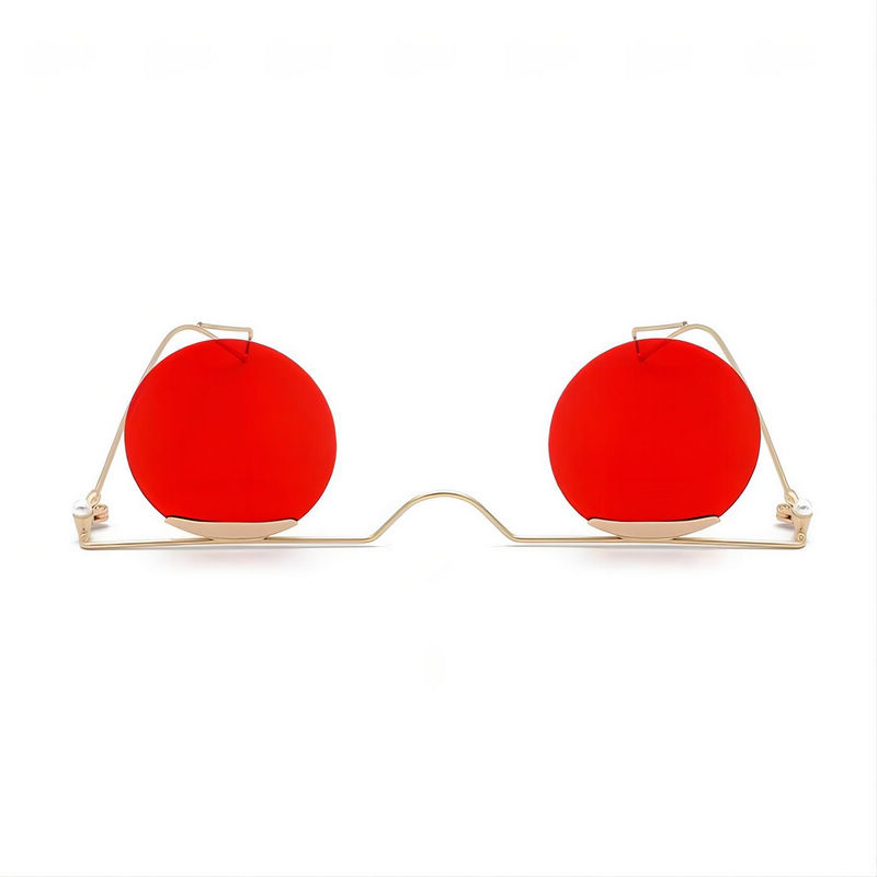 Half-Frame Round Upside Down Sunglasses Red