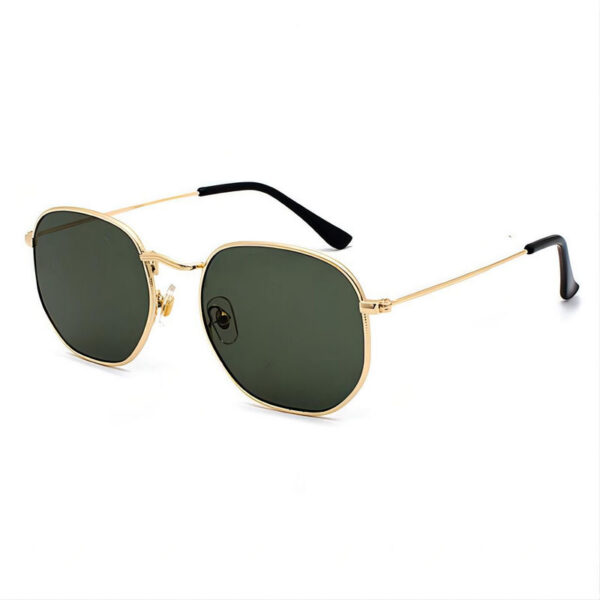 Metal Geometric Irregular Sunglasses Gold-Tone/G15 Green