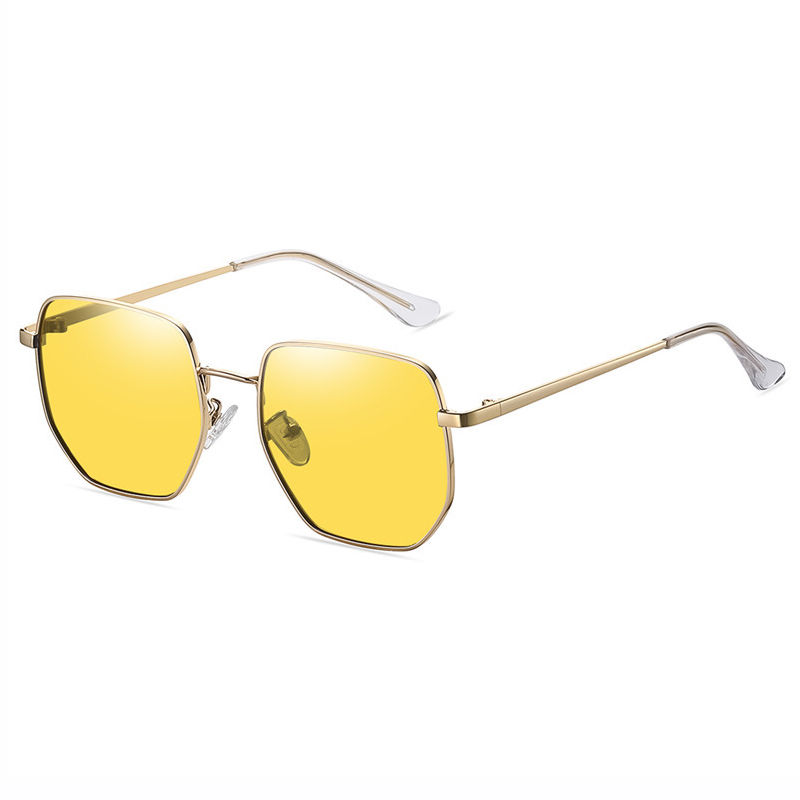 Polarized Irregular Frame Sunglasses Gold-Tone/Yellow