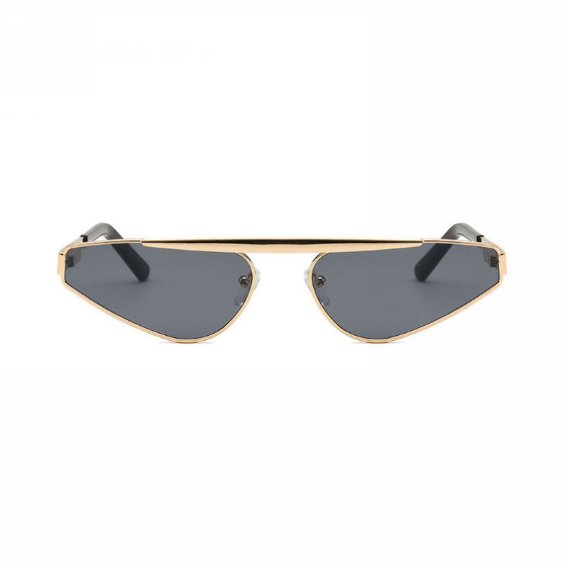 Small Punk Inverted Triangle Sunglasses Gold Frame Grey Lens