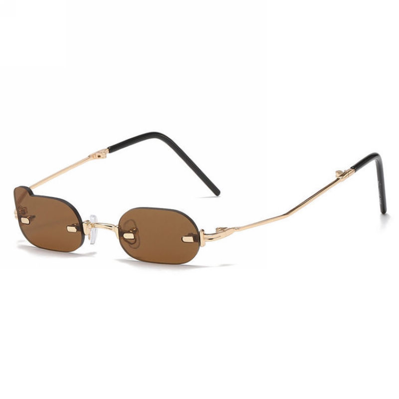 Small Rimless Sunglasses Gold-Tone/Brown