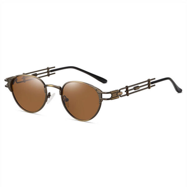 Steampunk Polarized Oval Sunglasses with Intricate Temple Bronze/Brown