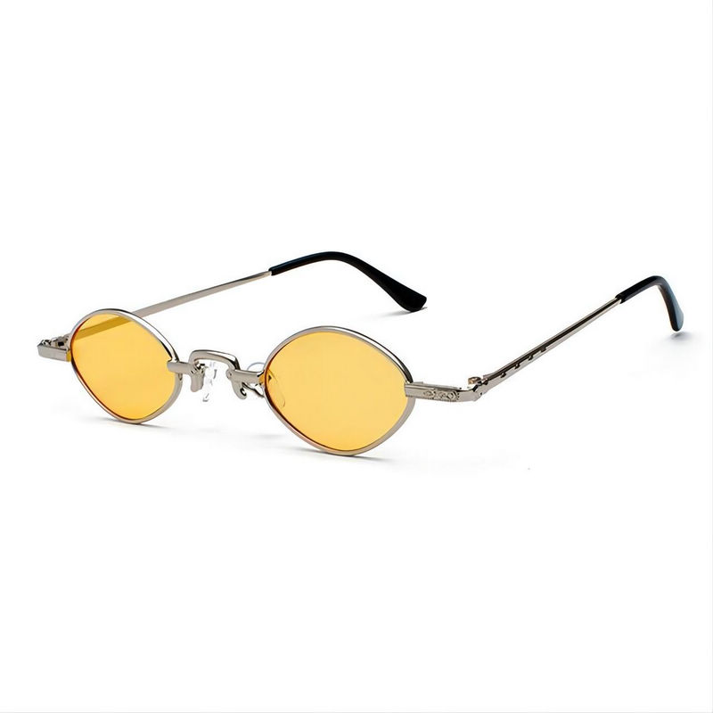 Vintage Mini 90s Oval Sunglasses Silver-Tone/Yellow