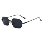 Black 38mm Small Rectangle Heptagon Sunglasses
