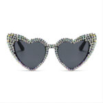 Black Heart Sunglasses with Rhinestones Embellished