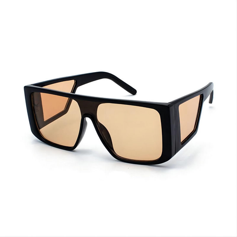 Black Yellow Flat Top Square Sunglasses with Side Shield