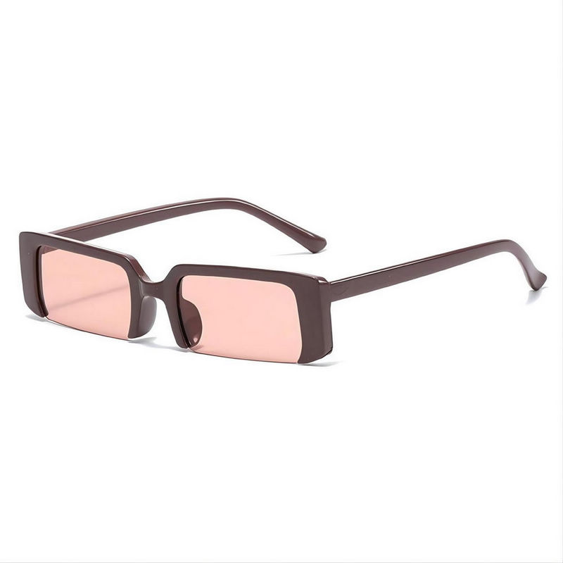 Brown Semi Rimless Rectangle Sunglasses