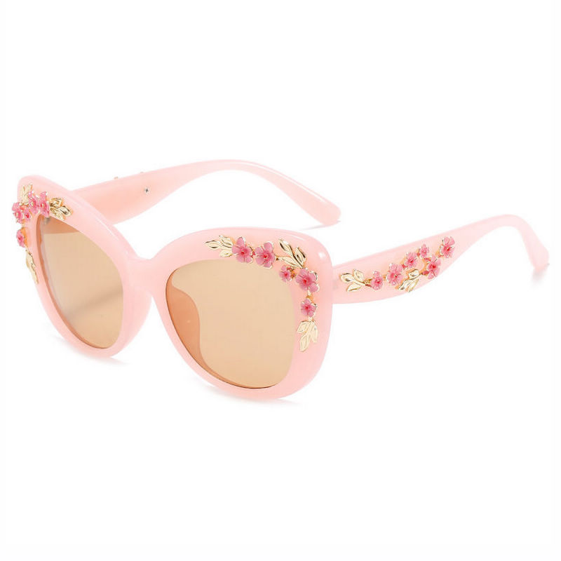 Cat Eye Flower Sunglasses Pink/Champagne