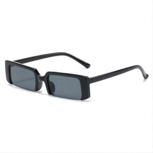 Classic Black Semi Rimless Rectangle Sunglasses Plastic Frame