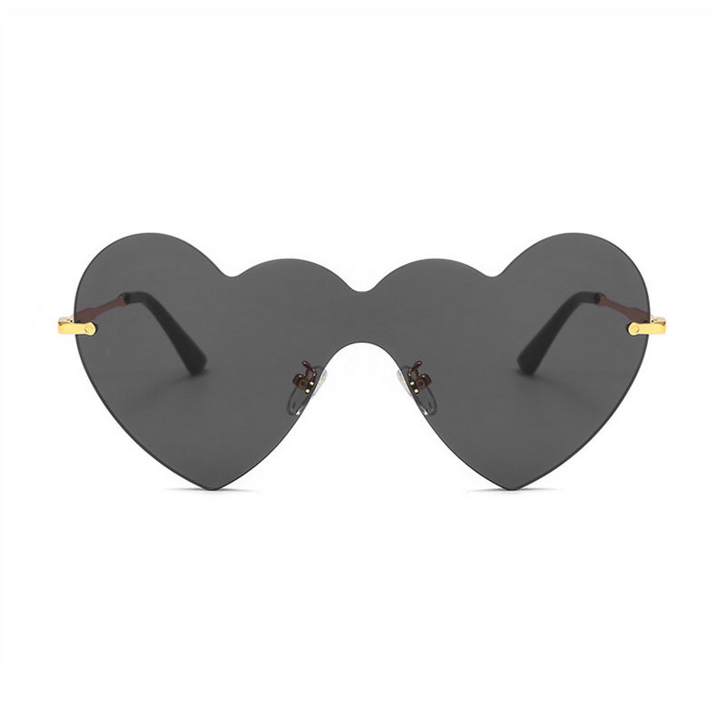 Frameless Oversized Heart Sunglasses Gold-Tone/Grey