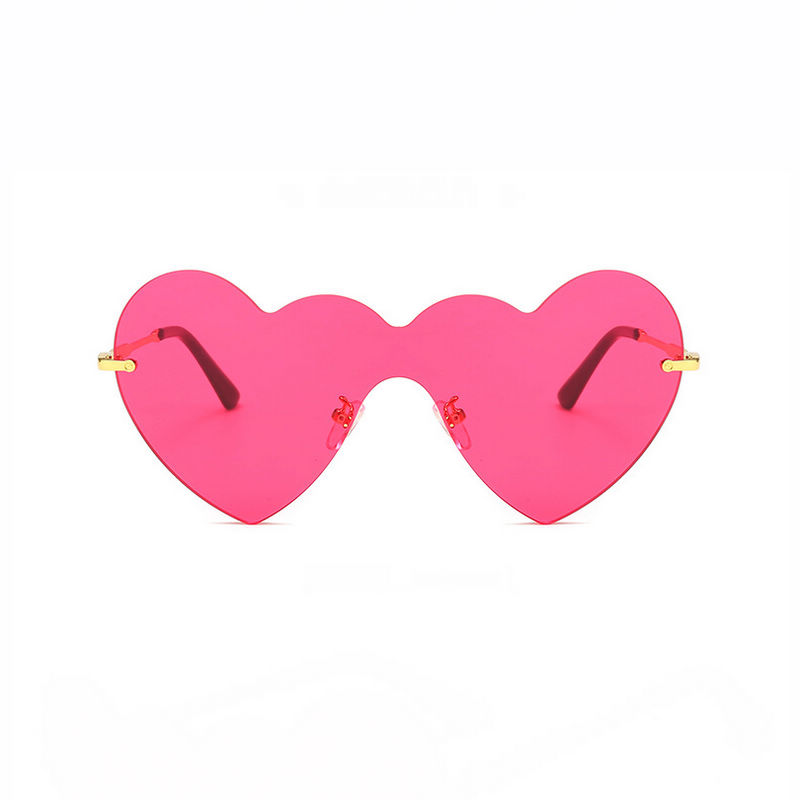 Frameless Oversized Heart Sunglasses Gold-Tone/Red