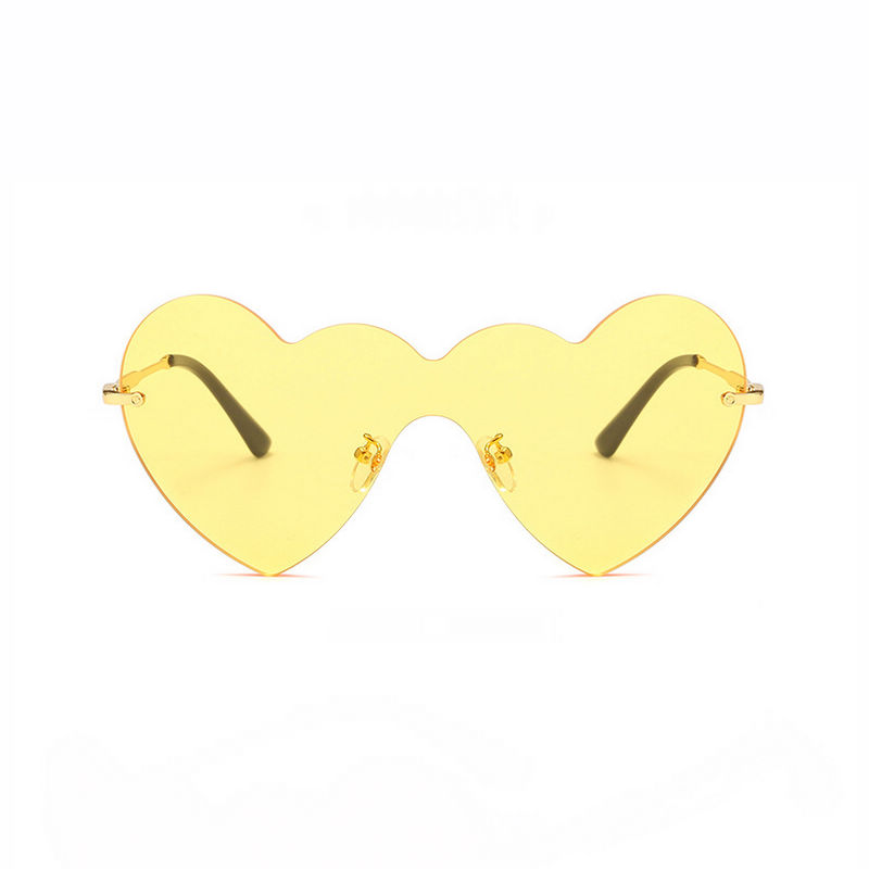 Frameless Oversized Heart Sunglasses Gold-Tone/Yellow