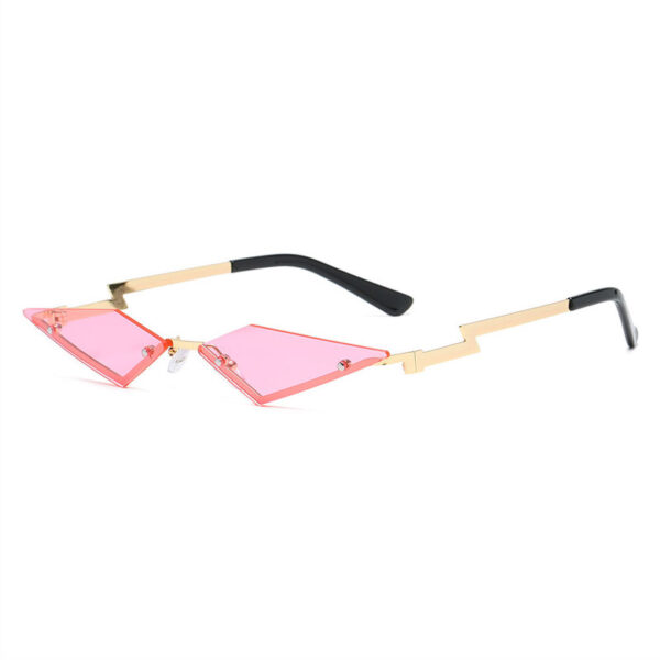 Gold-Tone Stepped Rimless Geometric Sunglasses Pink