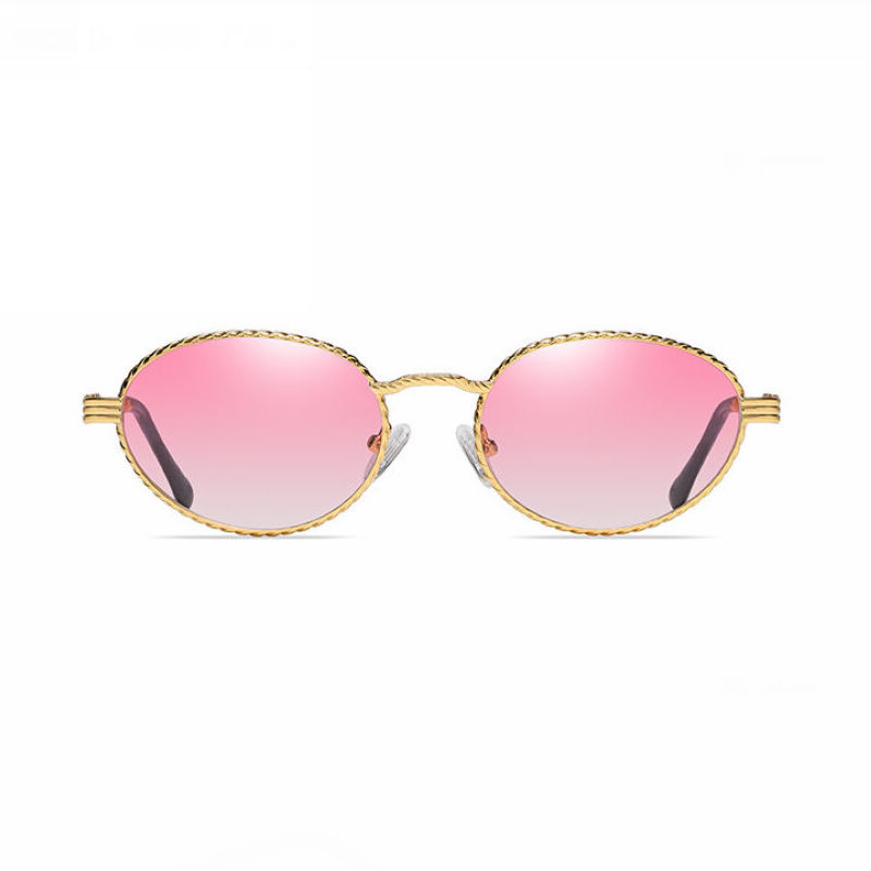 Gradient Pink Metal Rope Oval 90s Vintage Sunglasses