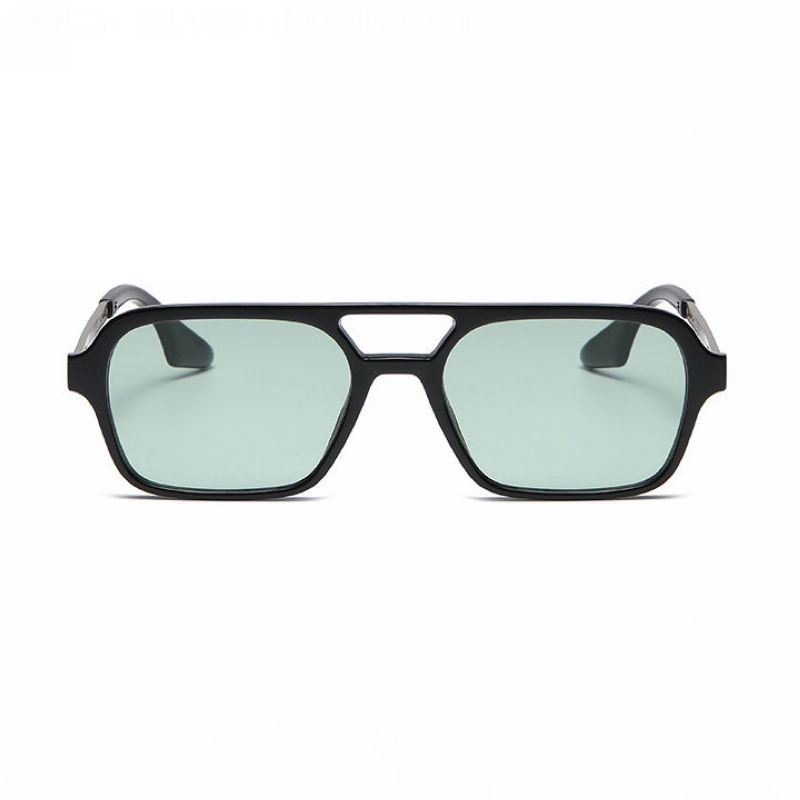 Green Men's Square Acetate Sunglasses Double Bridge