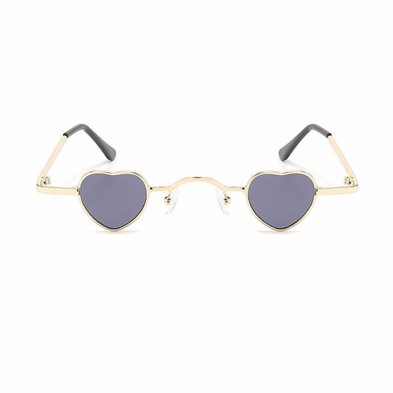 Grey Mini Metal Heart-Shaped Sunglasses