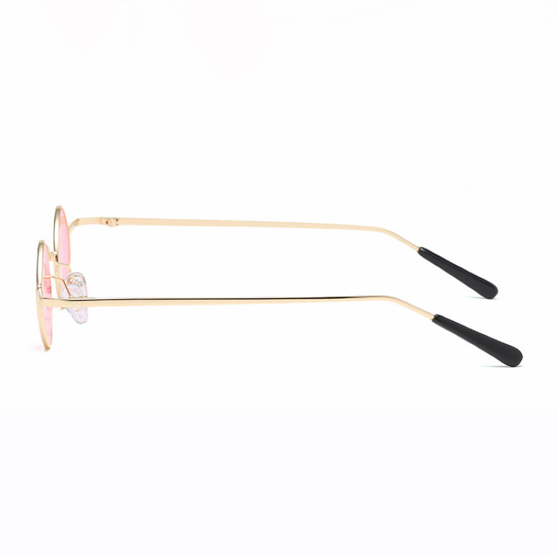 Irregular Rhombus-Shaped Metal Sunglasses Gold Frame Pink Lens