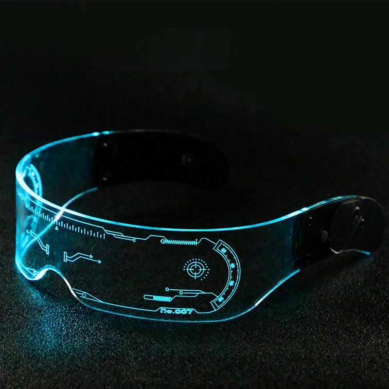 Led Light Up Glowing Visor Glasses Luminous Goggles Blue