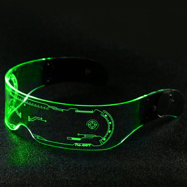 Led Light Up Glowing Visor Glasses Luminous Goggles Green