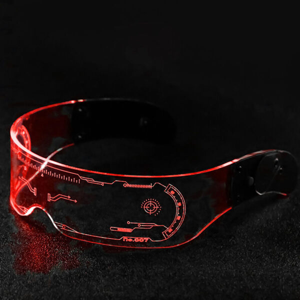 Led Light Up Glowing Visor Glasses Luminous Goggles Red