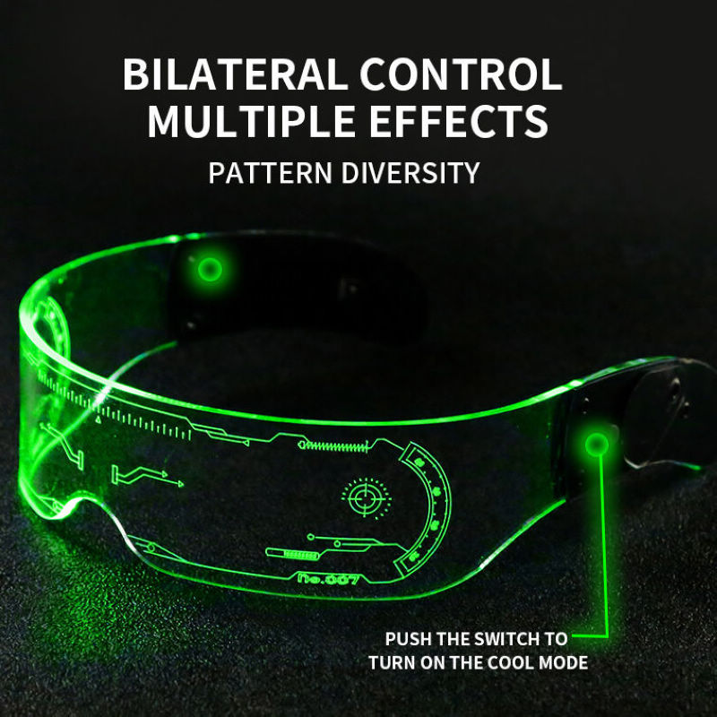 Led Light Up Glowing Visor Glasses Luminous Goggles Turn On