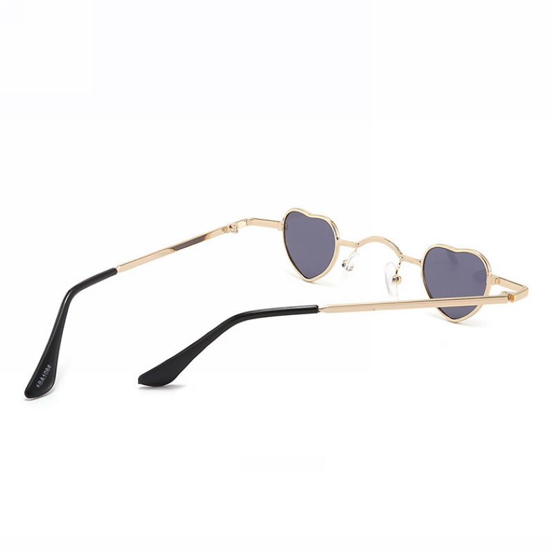 Mini Metal Heart-Shaped Sunglasses Gold Frame Grey Lens