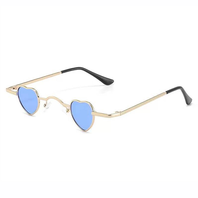 Mini Metal Heart-Shaped Sunglasses Gold-Tone/Blue