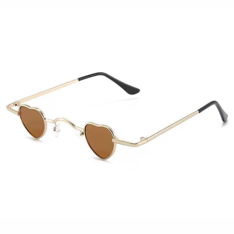 Mini Metal Heart-Shaped Sunglasses Gold-Tone/Brown