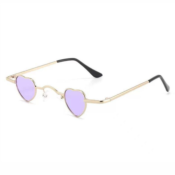 Mini Metal Heart-Shaped Sunglasses Gold-Tone/Purple