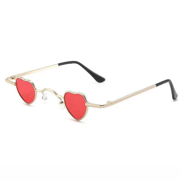 Mini Metal Heart-Shaped Sunglasses Gold-Tone/Red
