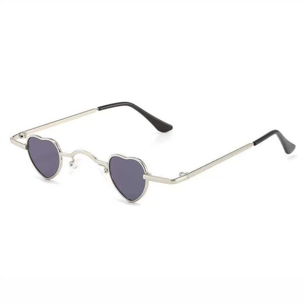 Mini Metal Heart-Shaped Sunglasses Silver-Tone/Grey