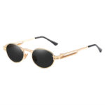 Retro Gold Oval Sunglasses with Spring Coil Temple
