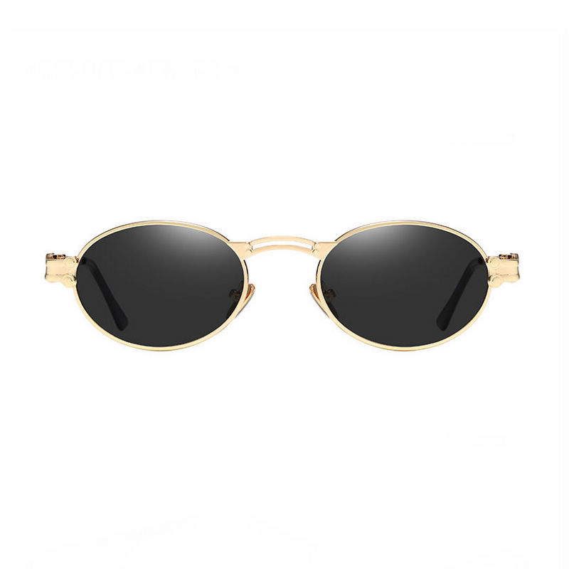 Retro Gold Oval Sunglasses Metal Frame