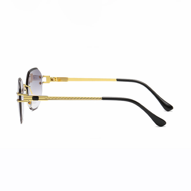 Rimless Geometric Metal Sunglasses Gold Frame Gradient Grey Lens