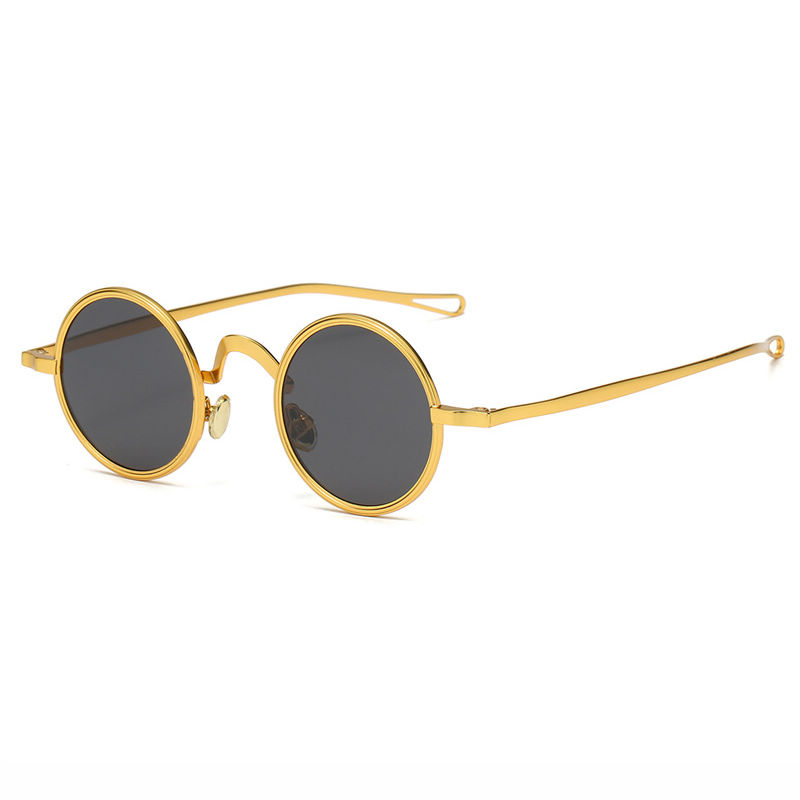Round Gold Frame Sunglasses Grey Lens