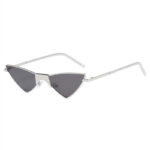 Small Metal Triangle Cat-Eye Sunglasses Silver-Tone/Grey