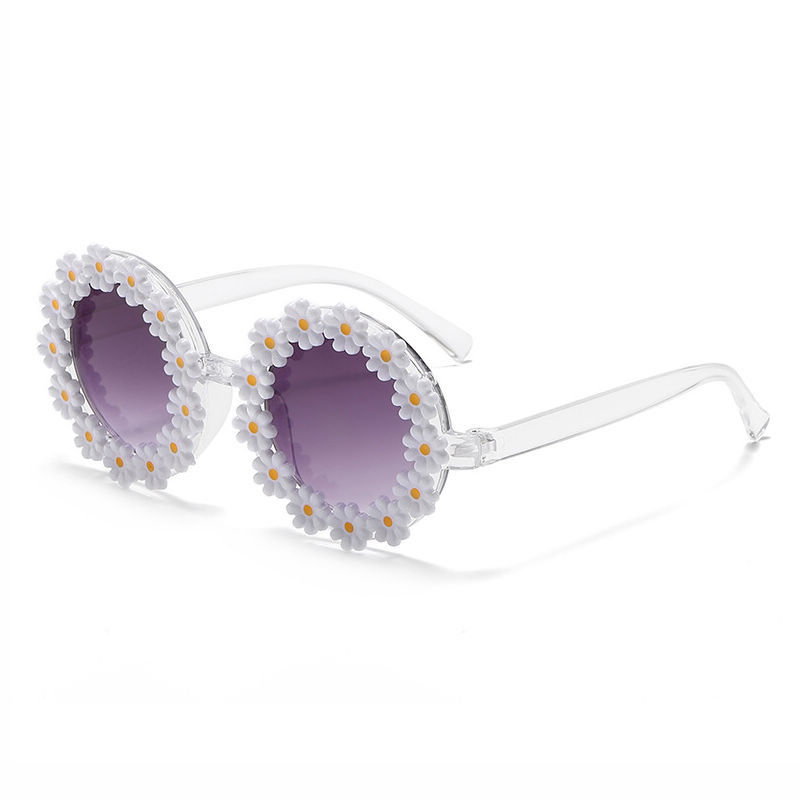 White/Transparent Daisy Round Sunglasses