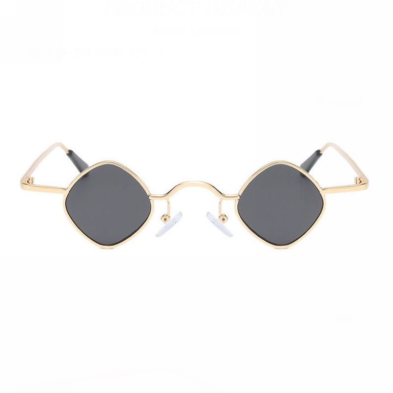Women's Geometric Diamond-Frame Metal Sunglasses Gold Frame Grey Lens