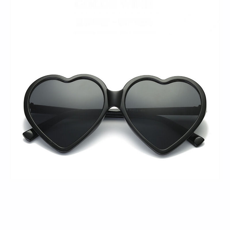 Acetate-Frame Oversized Heart Sunglasses Black/Grey