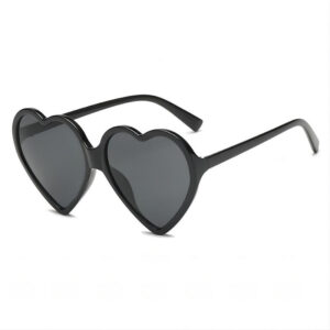 All Black Acetate-Frame Oversized Heart Sunglasses