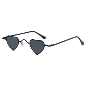 All Black Tiny Heart Sunglasses Metal Frame