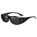 All Black Wrap-Around Polarized Sunglasses Fit Over Glasses