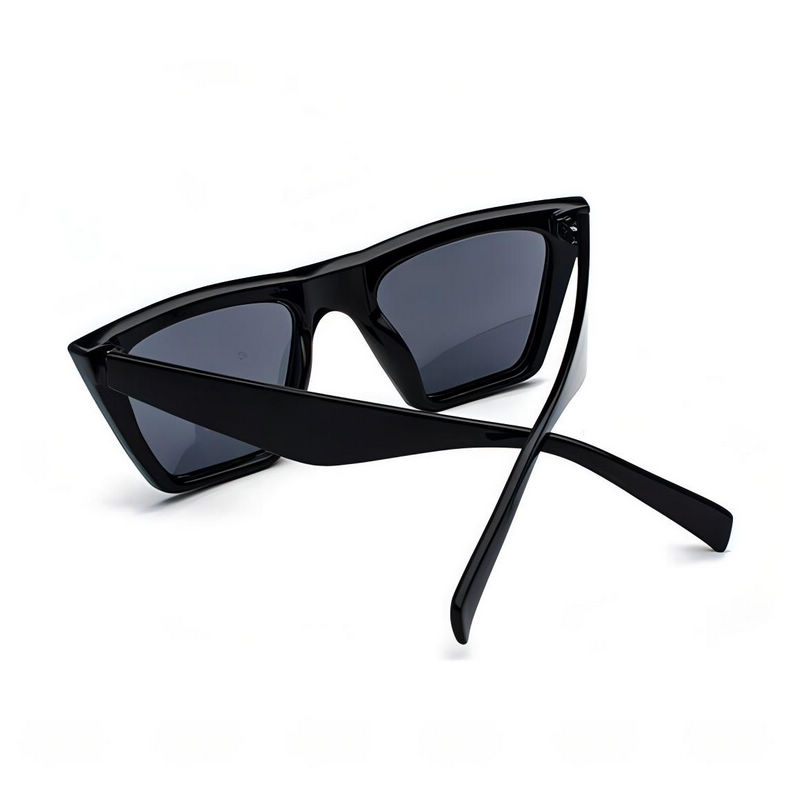 Black Frame Grey Lens Oversize Cat Eye Acetate Sunglasses