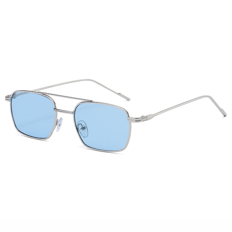 Blue Small Pilot Sunglasses Metal Frame