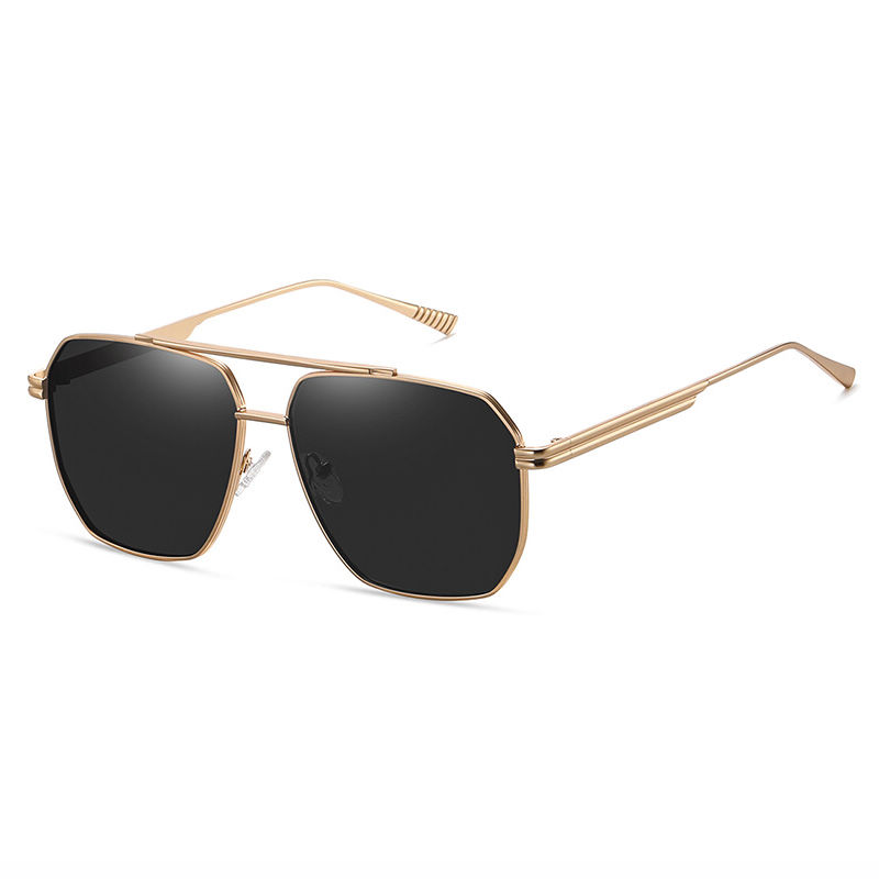 Geometric Metal Wire Polarized Pilot Sunglasses Gold-Tone/Grey