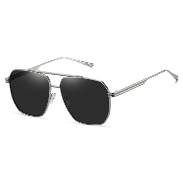 Geometric Metal Wire Polarized Pilot Sunglasses Silver-Tone/Grey